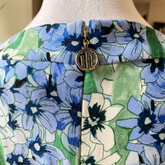 Tommy Hilfiger Halter Neck floral Midi Dress sz 10 blue green - Picture 6 of 14